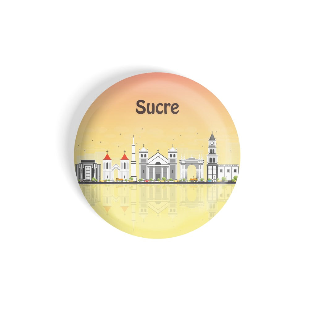 dhcrafts Round Fridge Magnet Multicolour Places Sucre Capital Of Bolivia Glossy Finish Design Pack of 1 (75 mm)